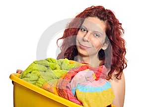 Woman with laundry