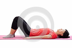 Woman laying down for exercising