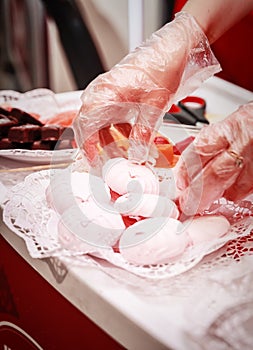 Woman lays homemade confectionery