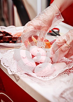 Woman lays homemade confectionery