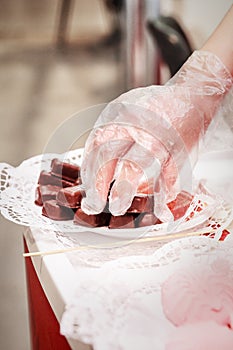 Woman lays homemade confectionery