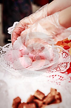 Woman lays homemade confectionery