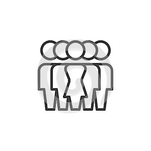 Woman leadership group line icon.