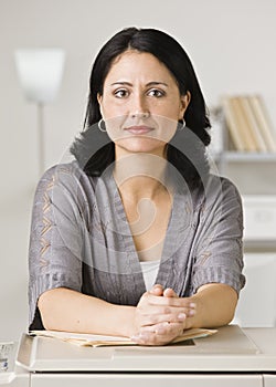 Woman Leaning on Photocopier photo