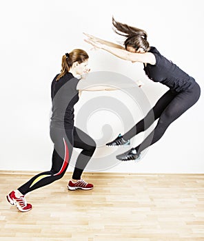 Woman learning self defense