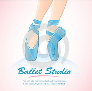 Woman leg ballerina background , ballet logo icon for ballet school dance studio vector illustration