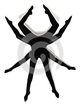 Woman legs composing a spider