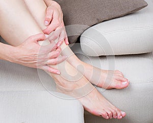 Woman legs and hands