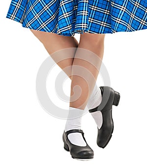 Woman legs in shoes for Scottish dance