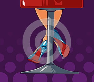 woman legs staying on a bar chair