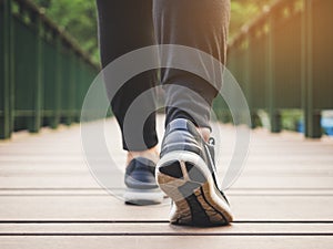 Woman legs walking exercise Outdoor Healthy lifestyle