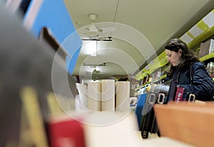 Woman in library