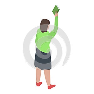 Woman library icon, isometric style