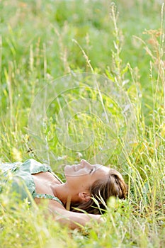 Woman lie in the park