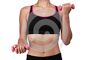 Woman lifting dumbbells