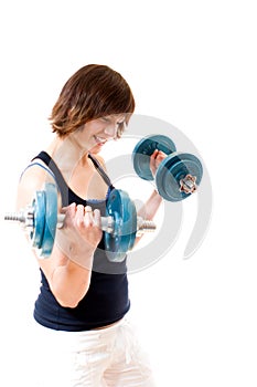 Woman lifting dumbbells