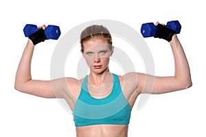 Woman lifting dumbbells