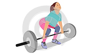 Woman lifting weights with barbell