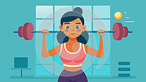 A woman lifting weights at the gym to boost selfesteem and promote a positive body image.. Vector illustration. photo