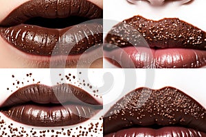 Woman Lips Closeup, Brown Lipstick, Chocolate Makeup, Beautiful Mouth Make-Up, Model Girl Lip