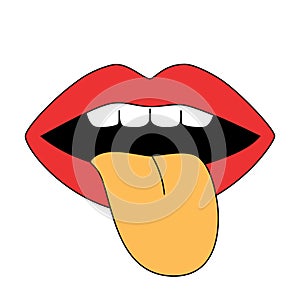 Woman lips licking with tongue sticking out