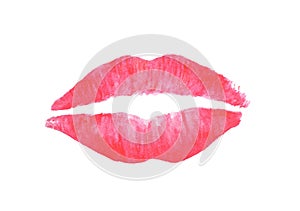 woman lips painted by pink lipstick, Lipstick kiss.