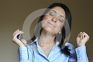 Woman listen music photo