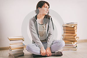 Woman listening an audiobook