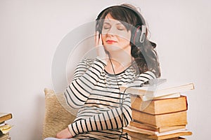 Woman listening an audiobook