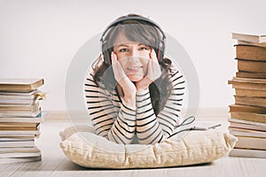 Woman listening an audiobook