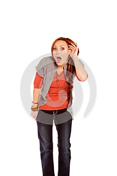 Woman Listening with Shock and Disbelief