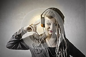 Woman listening to music