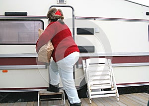Woman living in a trailer