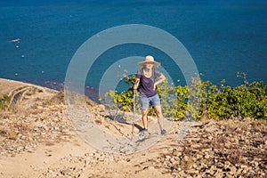 Woman local tourist goes on a local hike during quarantine COVID 19