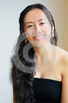 woman with long black hair