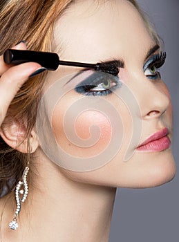 Woman with long eyelashes and mascara