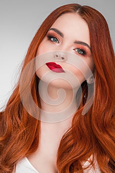 Woman with long ginger hair