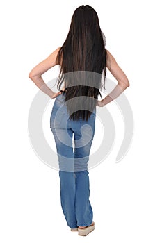 Woman long hair rear view