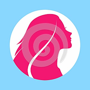 Woman with Long Hair. Vector Illustration. Stylish Design for Beauty Salon Flyer or Banner. Girl Silhouette. Cosmetics. Beauty.