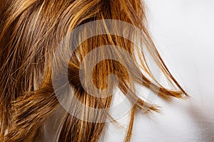 Woman long healthy brown hair ends, detail view