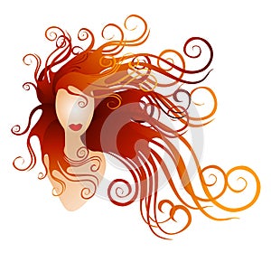 Woman With Long Red Flowing Hair photo