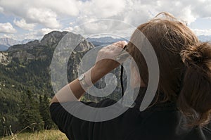 woman look to the alps