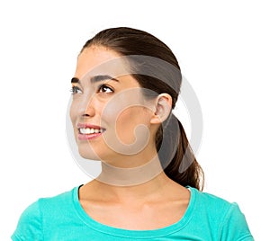 Woman Looking Away Against White Background