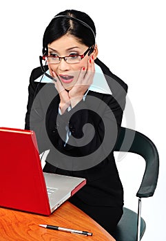 Woman looking at the computer