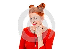 Woman looking with contempt frustrated