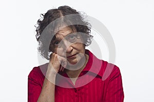 Woman looking miserable, horizontal