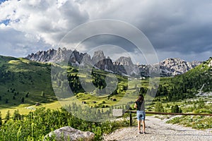 Woman looking at mountains