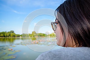 Woman looking at a natural