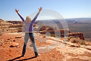 Woman looking over a dramatic vista