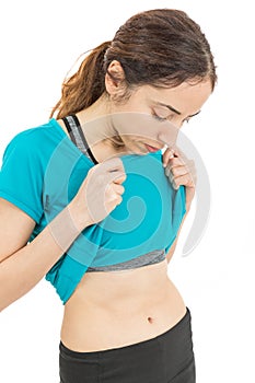 Woman looking to her belly